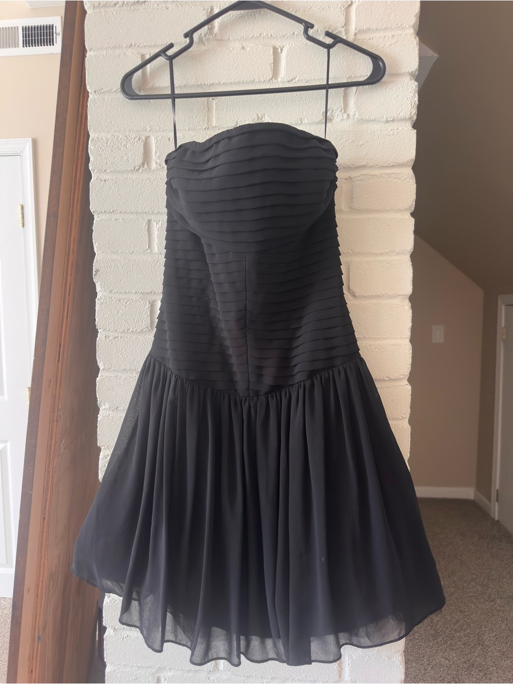 Zara Black Strapless Pleated Bodice Cocktail Dress